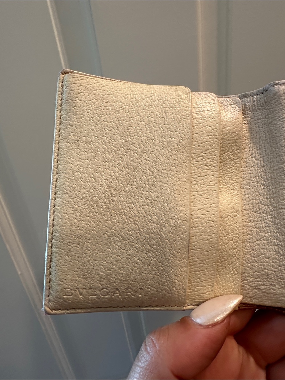 Bulgari Pink Canvas Logo Compact Wallet with Cream Snap - Picture 7 of 9